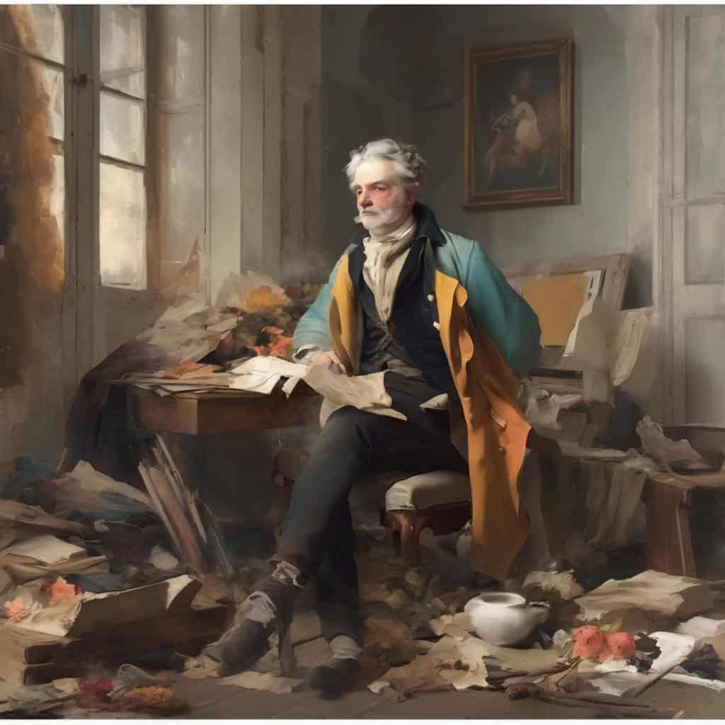 Ανδρας ζωγράφος σε εργαστήριο, ιστορική καλλιτεχνική φωτογραφία, δημιουργία τέχνης, σύγχρονοι καλλιτέχνες.