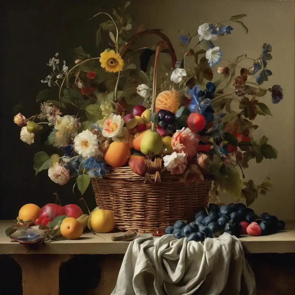 Still Life with a Basket of Fruit and Flowers – Tobias Stranover